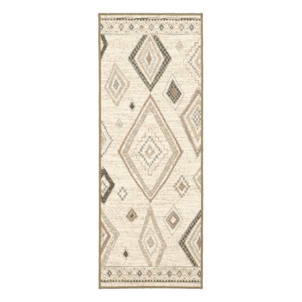 (D539) Salado Ivory Diamond Design Runner, 2x5