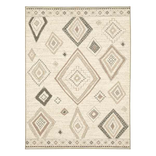 (D539) Salado Ivory Diamond Design Area Rug, 7x9
