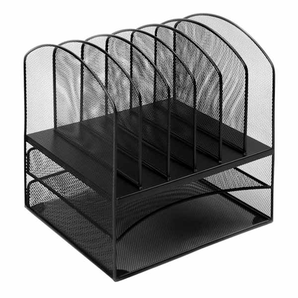 Black Metal Mesh File Rack Tray