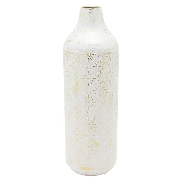 Ivory Decorative Metal Vase, 16"
