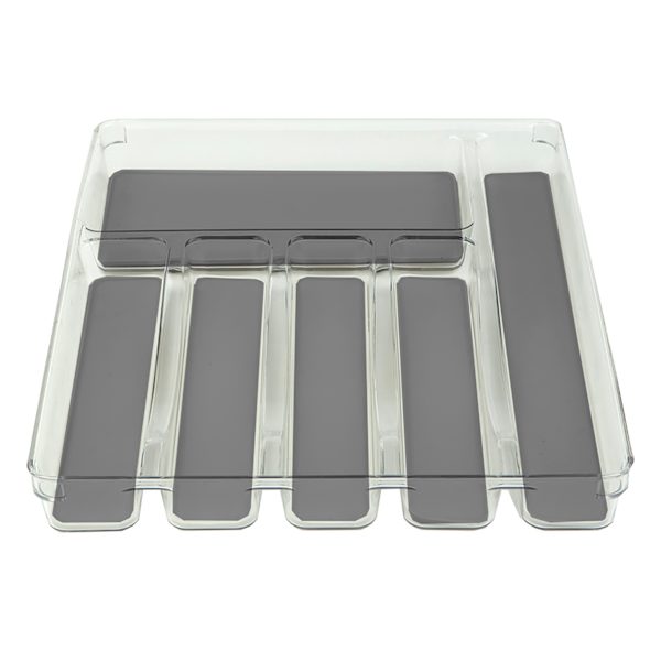 White Cutlery Tray with Grey Rubber Base, 12x15