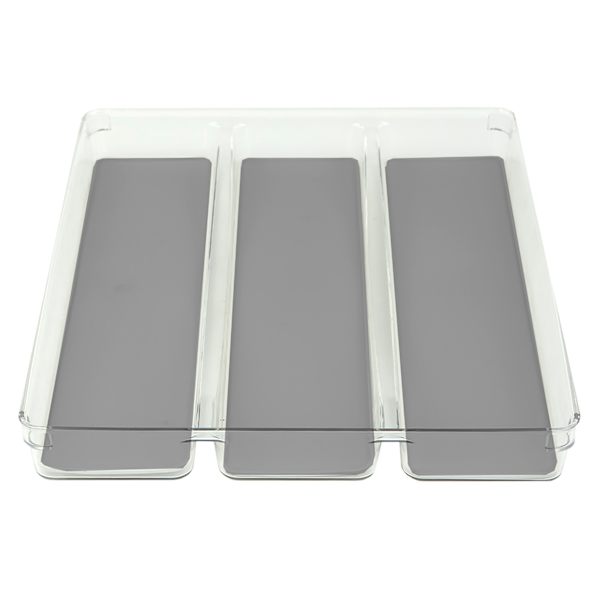 White Utensil Tray with Grey Rubber Base, 12x15