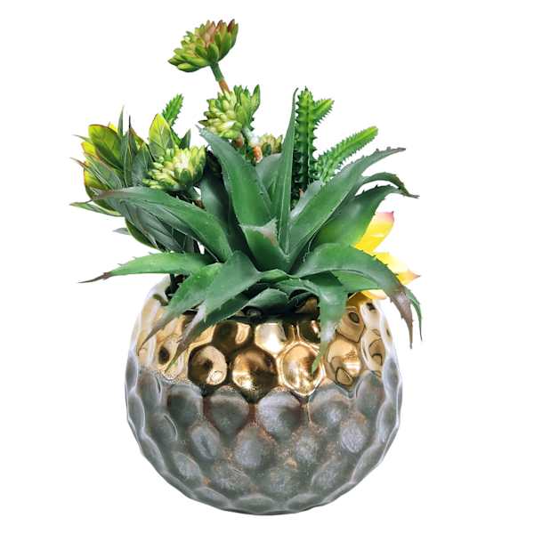 Succulent Mix with Copper Textured Planter, 9"