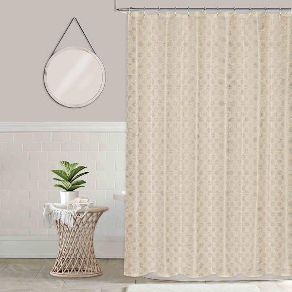 Tan Scattered Pebble Textured Shower Curtain, 72"