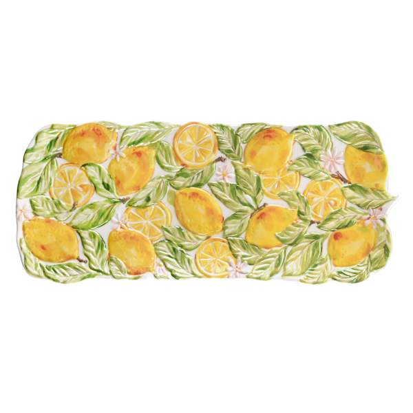 Painted Lemons Melamine Serving Tray, 19"