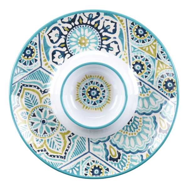 Blue Paisley Melamine Chip & Dip Tray, 13"