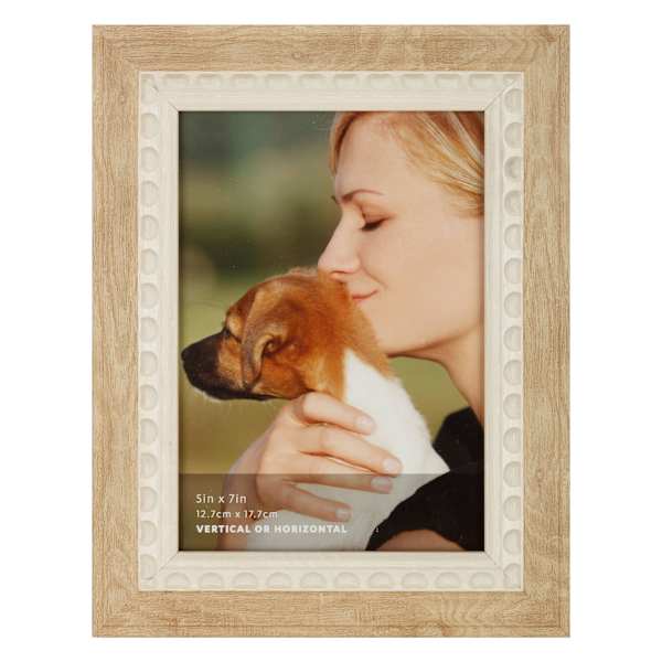 Natural & White Beaded Tabletop Picture Frame, 5x7