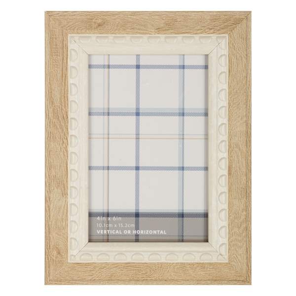 Natural & White Beaded Tabletop Picture Frame, 4x6