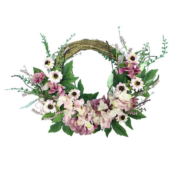 Pink Hydrangea Floral Half Wreath, 22"