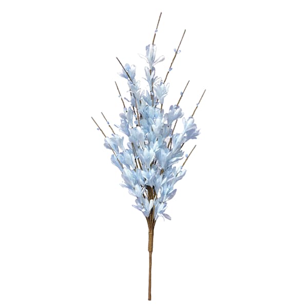 Light Blue Forsythia Cluster Floral Stem, 23"