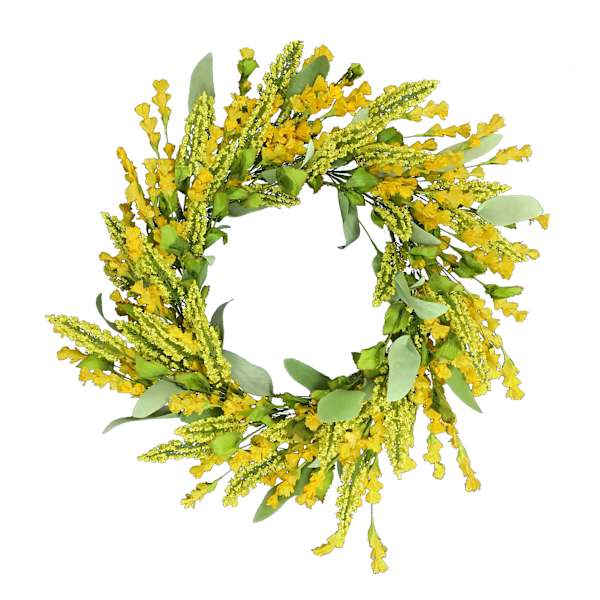 Yellow Wildflowers Floral Wreath, 22"
