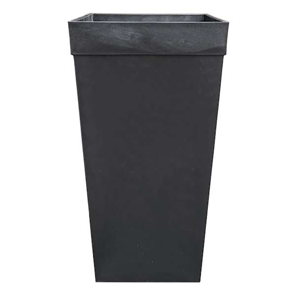 Tall Smooth Black Outdoor Planter, 25"