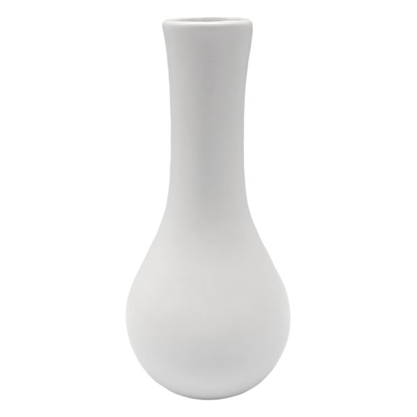White Ceramic Vase, 6"