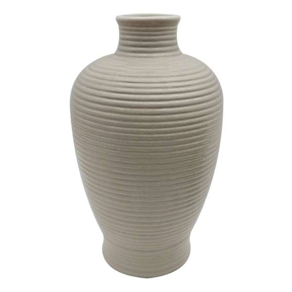 Grey Striped Ceramic Vase, 6x12