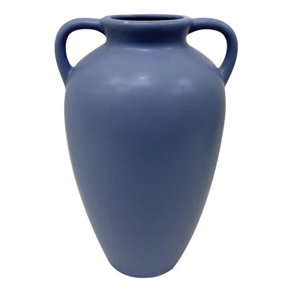 Honeybloom Blue Ceramic Vase with Handles, 10.5"