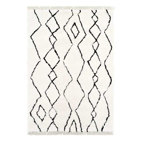 (C183) Imperial White Patterned Area Rug with Tassels, 8x10