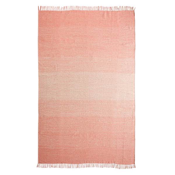 (D520) Coral Ombre Fringe Area Rug, 5x7