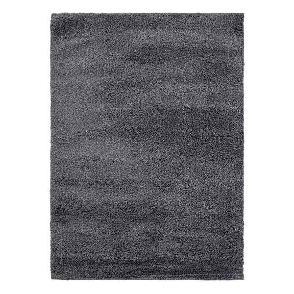 (C179) Macy Charcoal Grey Shag Area Rug, 5x7