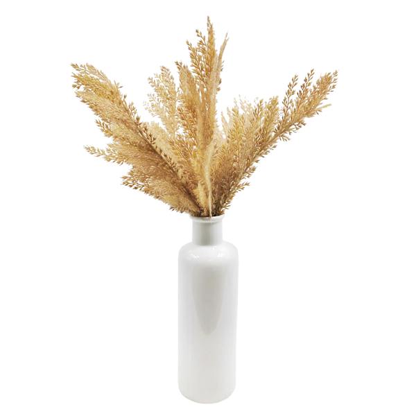 Honeybloom Brown Grass in White Ceramic Pot, 22"