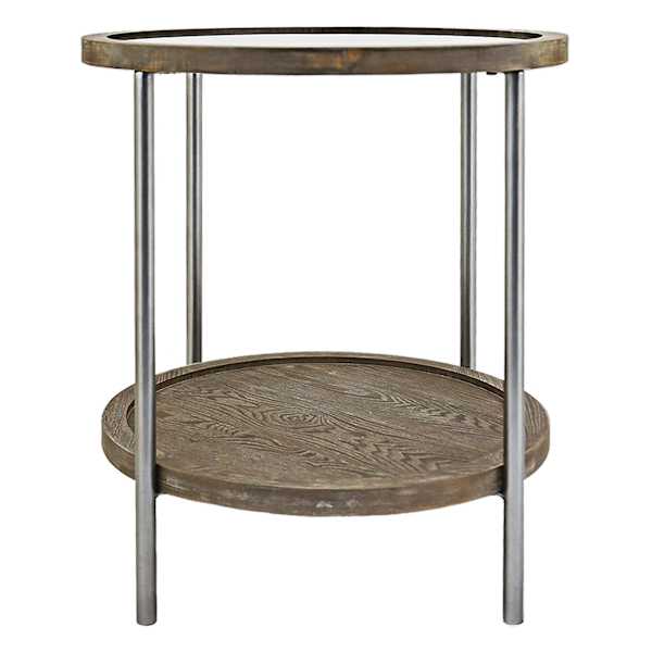 Hudson Glass-Top Round Side Table