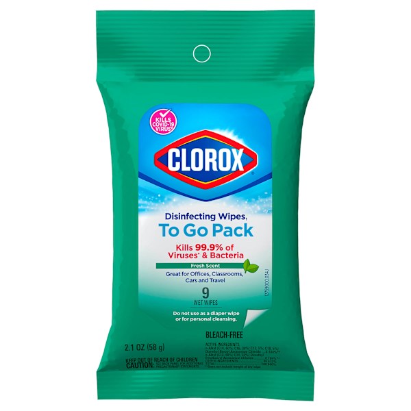 9-Count Clorox To-Go Disinfecting Wipes, Fresh Scent