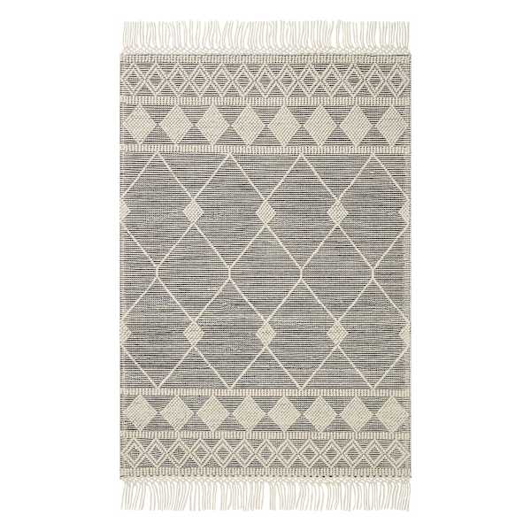 (B777) Reese Black & White Diamond Design Area Rug, 8x10