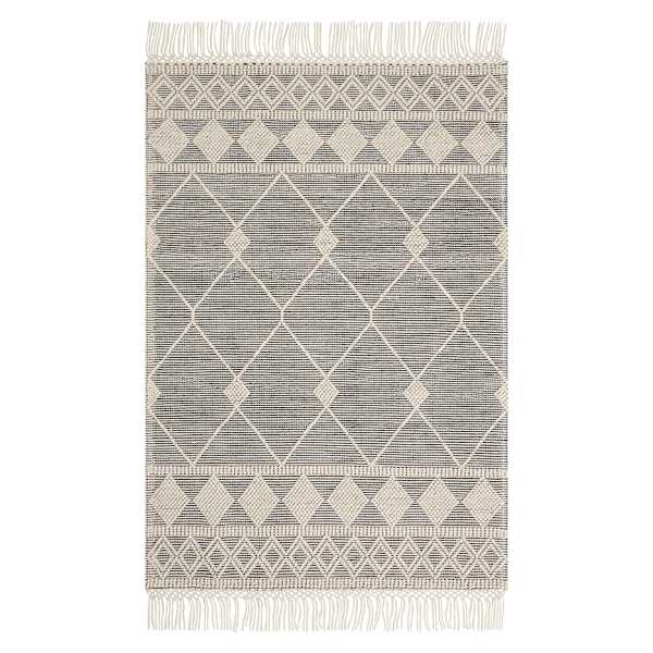 (B777) Reese Black & White Diamond Design Area Rug, 5x7