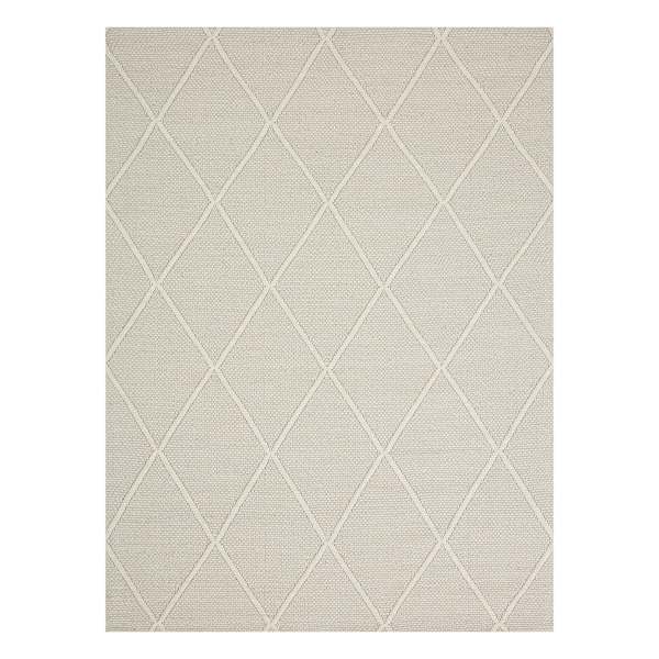 (B782) Wesley White Diamond Design Area Rug, 5x7