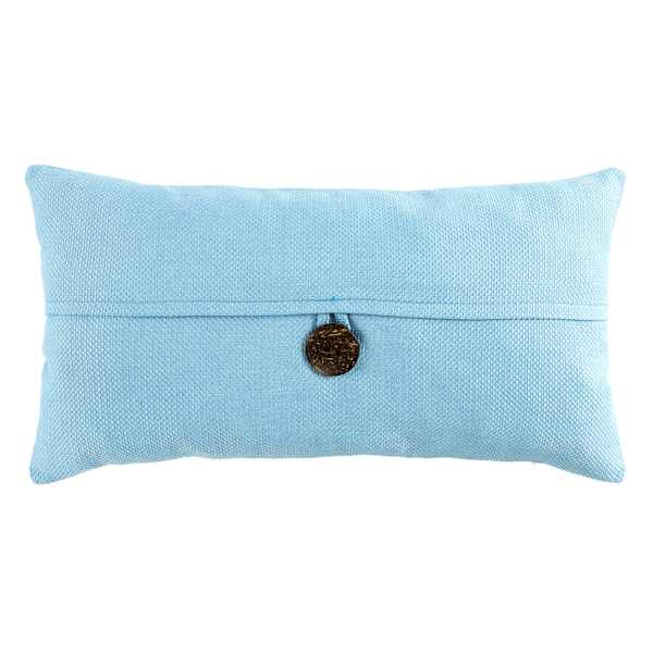 Clayton Light Blue Button Oblong Throw Pillow, 13x24