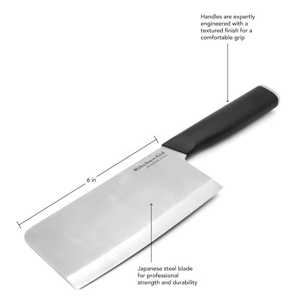 KitchenAid Classic Black Handle Cleaver Knife, 6"