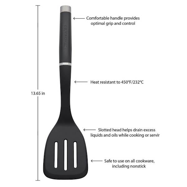 KitchenAid Gourmet Nylon Slotted Spatula, Black