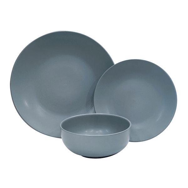 12-Piece Matte Stoneware Dinnerware Set, Gray