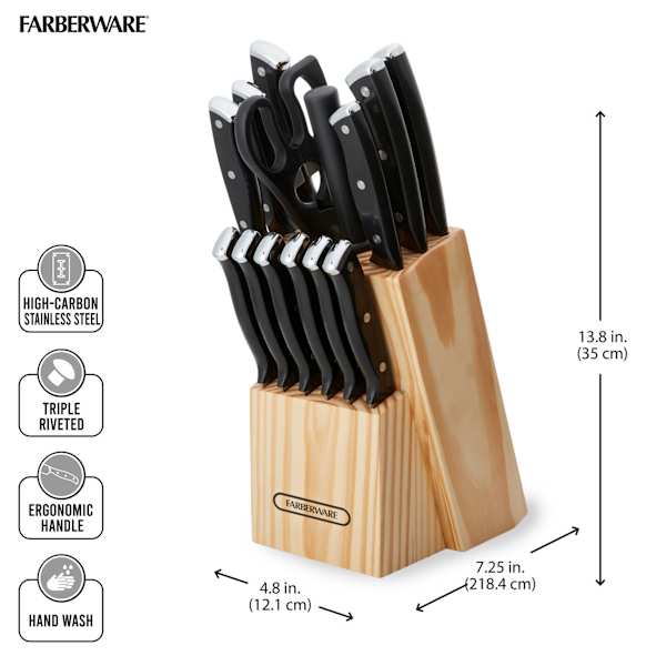 Farberware 15-Piece Triple Riveted Cutlery Block Set
