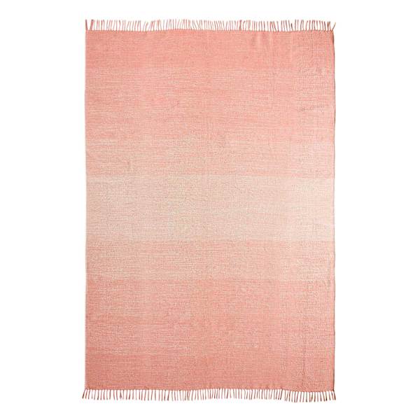 (D520) Coral Ombre Fringe Area Rug, 8x10