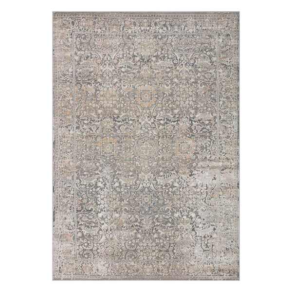 (B769) Helena Grey Floral Area Rug, 5x7
