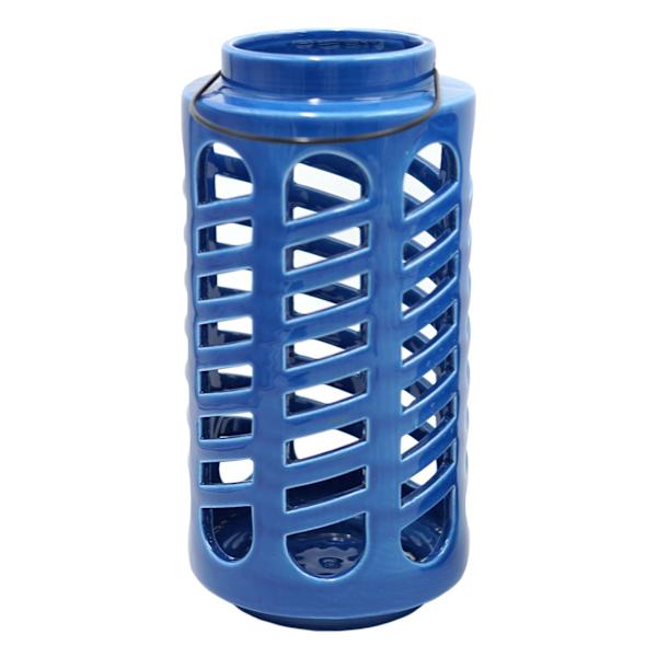 Blue Ceramic Lantern, 10"