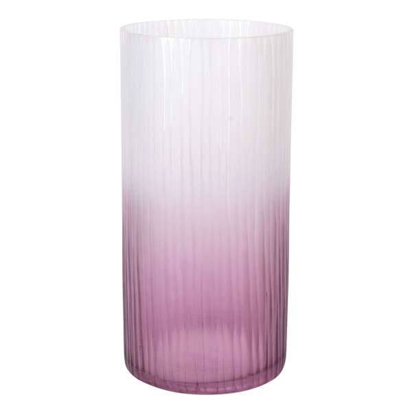 Laila Ali Clear & Pink Ombre Glass Candle Holder, 10"