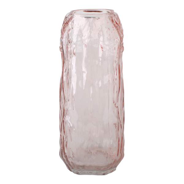 Laila Ali Light Pink Textured Glass Vase, 11"