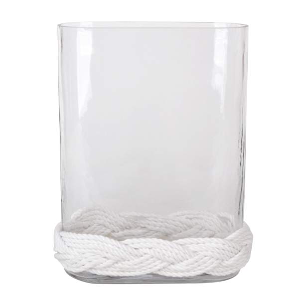 Ty Pennington Glass Vase with White Rope Base, 10"