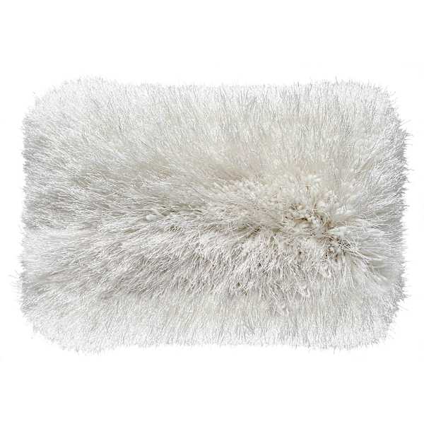 Grant White & Silver Lurex Shag Throw Pillow, 14x20