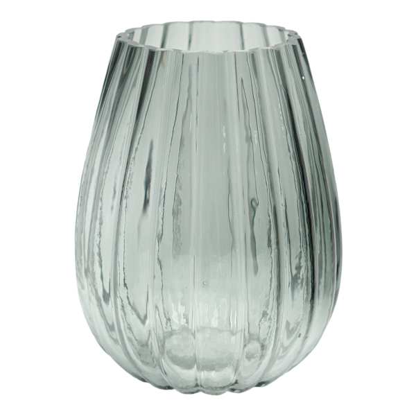 Laila Ali Grey Ribbed Glass Vase, 8"