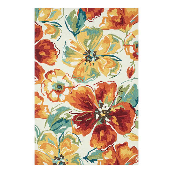 (A138) Summerton Ivory & Red Multicolor Hooked Area Rug, 5x7