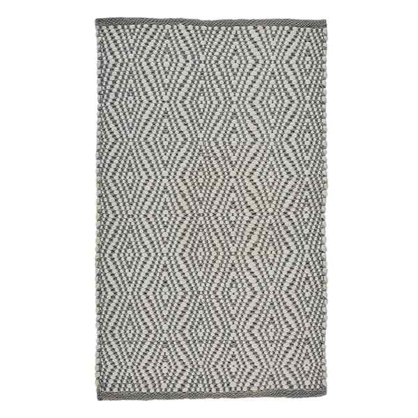 Light Grey & White Diamond Design Accent Rug, 20x34