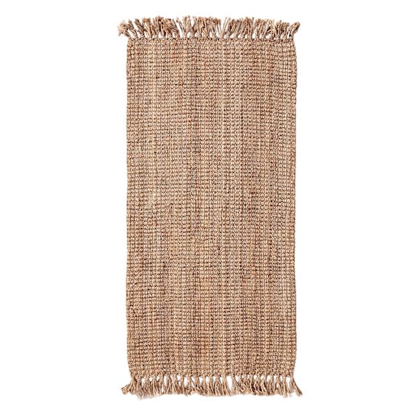 Natural Jute Boucle Fringe Accent Rug, 27x45