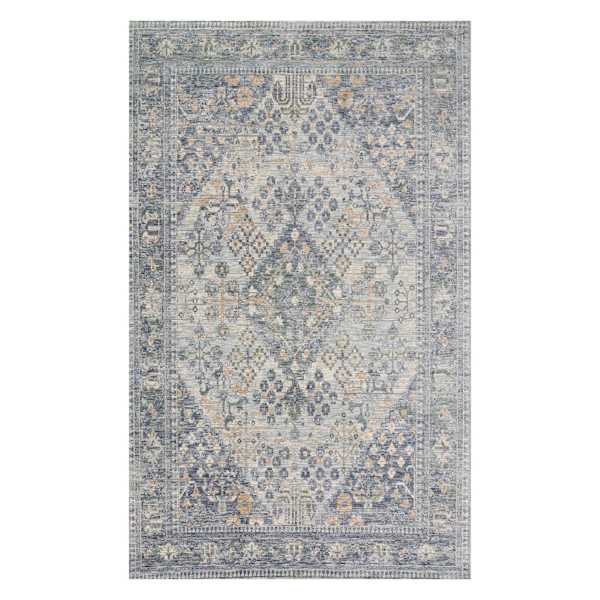(A436) Honeybloom Penelope Grey Diamond Distressed Look Area Rug, 8x10