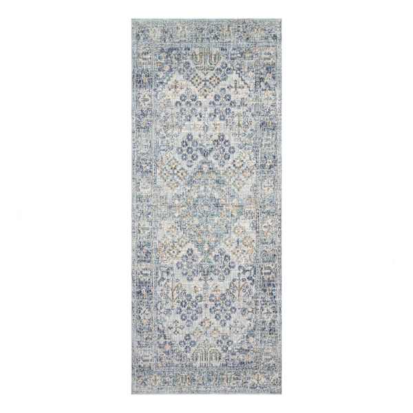 (A436) Honeybloom Penelope Grey Diamond Distressed Look Runner, 2x6