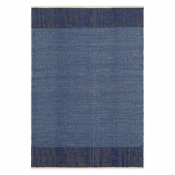 (B623) Amena Dark Sapphire Wool & Cotton Blend Area Rug, 5x7