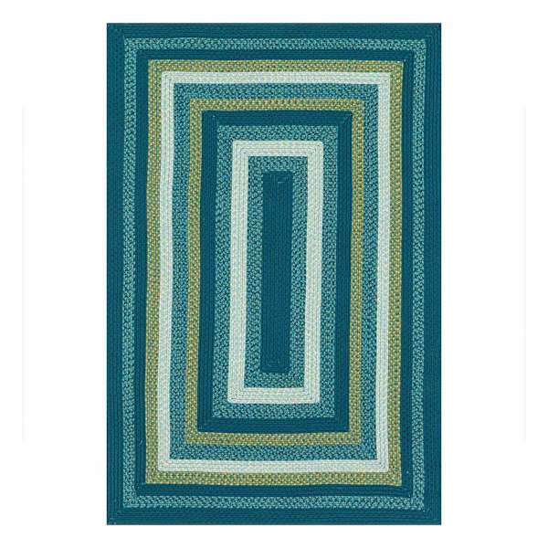 (E133) Kingsburg Blue Braided Indoor & Outdoor Area Rug, 5x7
