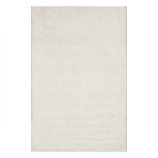 (C150) Vale Ivory Faux Fur Shag Accent Rug, 3x5