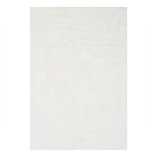 (C150) Vale Ivory Faux Fur Shag Area Rug, 5x7